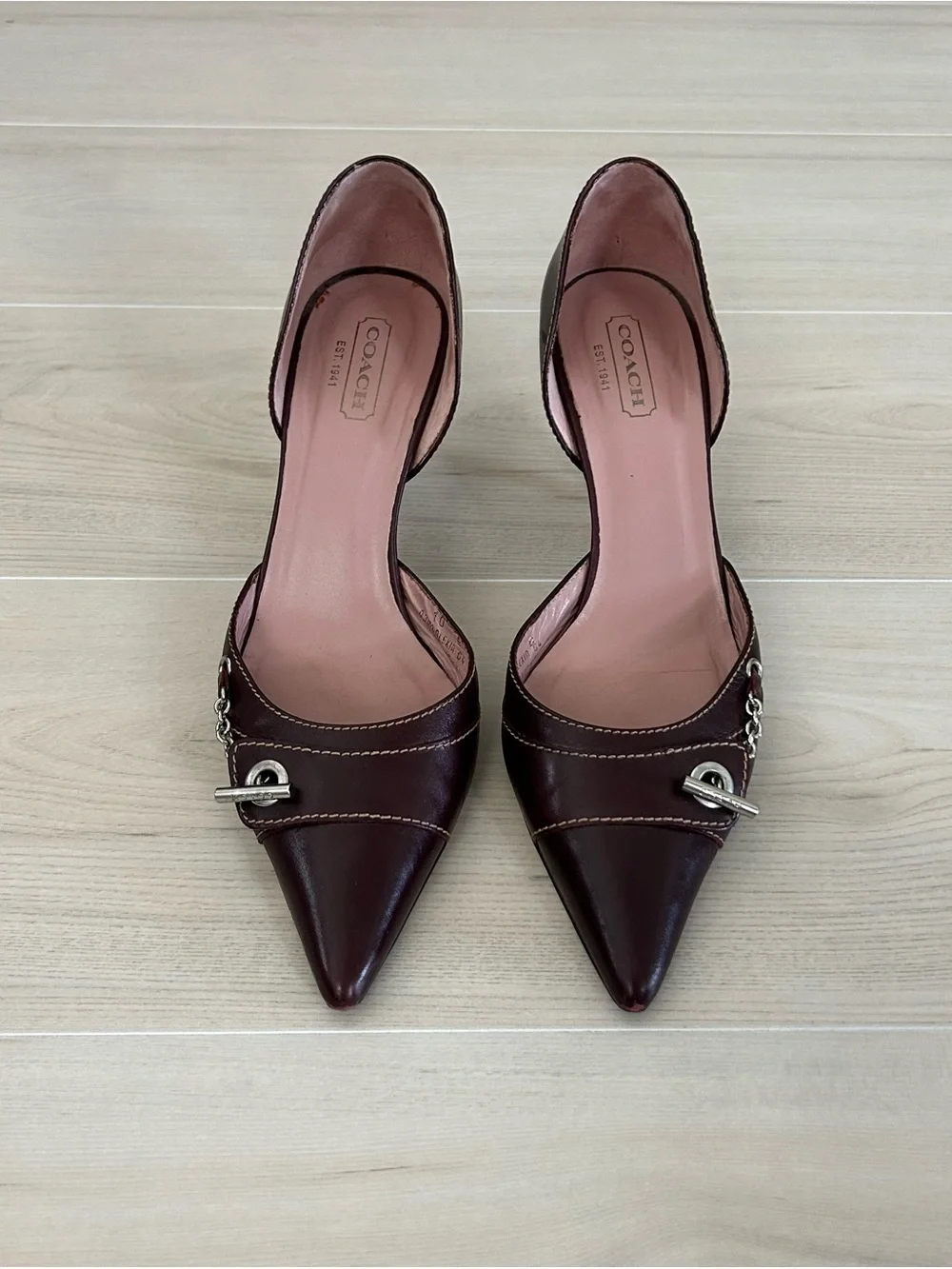 burgundy coach heels